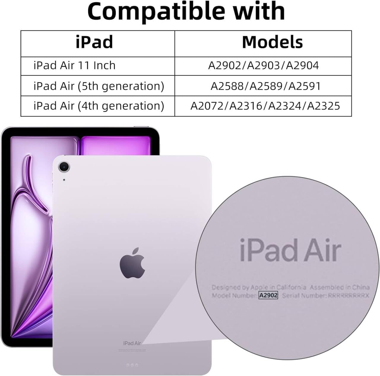 Case For Ipad Air 11 Inch M2(2024), Ipad Air 6Th/5Th/4Th Gen (2024/2022/2020), Slim Pu Leather Folio Stand Shell With Auto Wake/